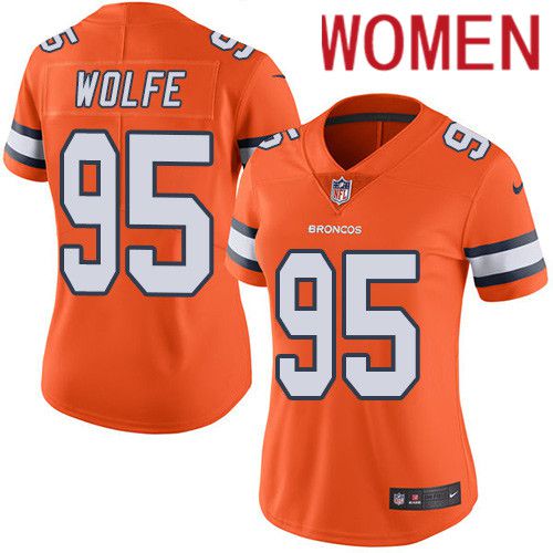 Cheap Women Denver Broncos 95 Derek Wolfe Orange Nike Rush Vapor Limited NFL Jersey